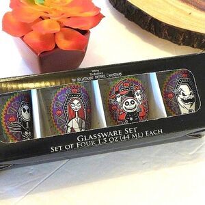 Nightmare Before Christmas Day of the Dead Mini Shot Glasses Set of 4 NWT